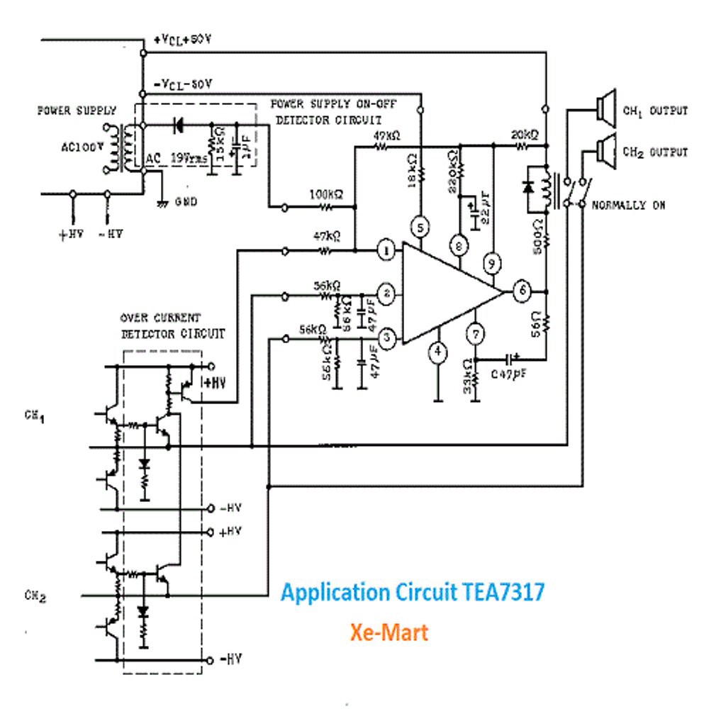 TA7317P Protection Circuit for OCL Power Amplifier and Speaker Through Hole SIP9 Toshiba Original