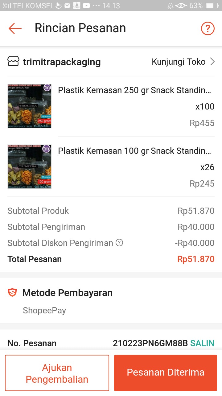 Plastik Kemasan 250 Gr Snack Standing Pouch Bening Klip Zipper 13cm X 20cm