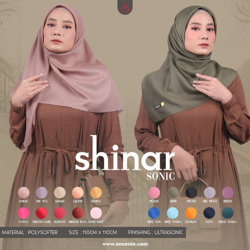 [Segiempat Ansania] NUR SHINAR •hijab segiempat shinar•jilbab lacer segiempat