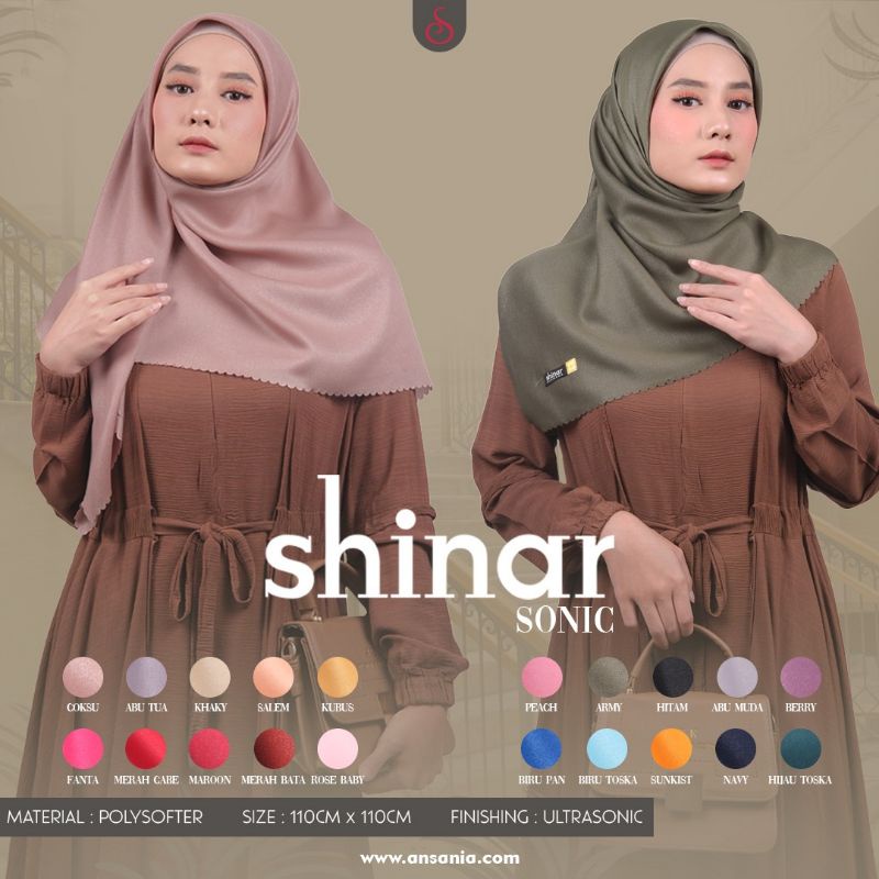 (Segiempat Ansania) NUR SHINAR •jilbab segiempat lacer•kerudung segiempat shinar