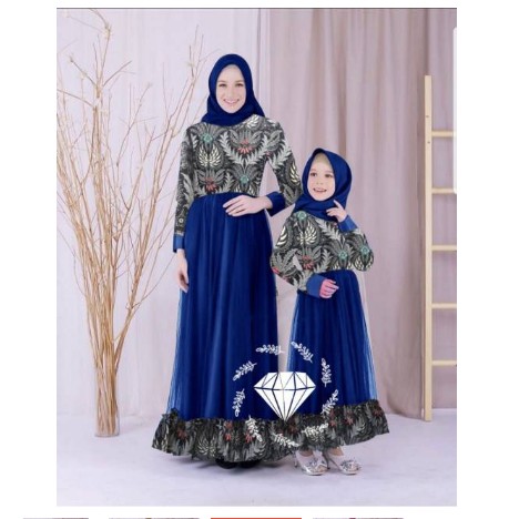 Gamis couple batik ibu dan anak muslim perempuan,pesta acara formal,sarimbit,baju kembaran muslimah