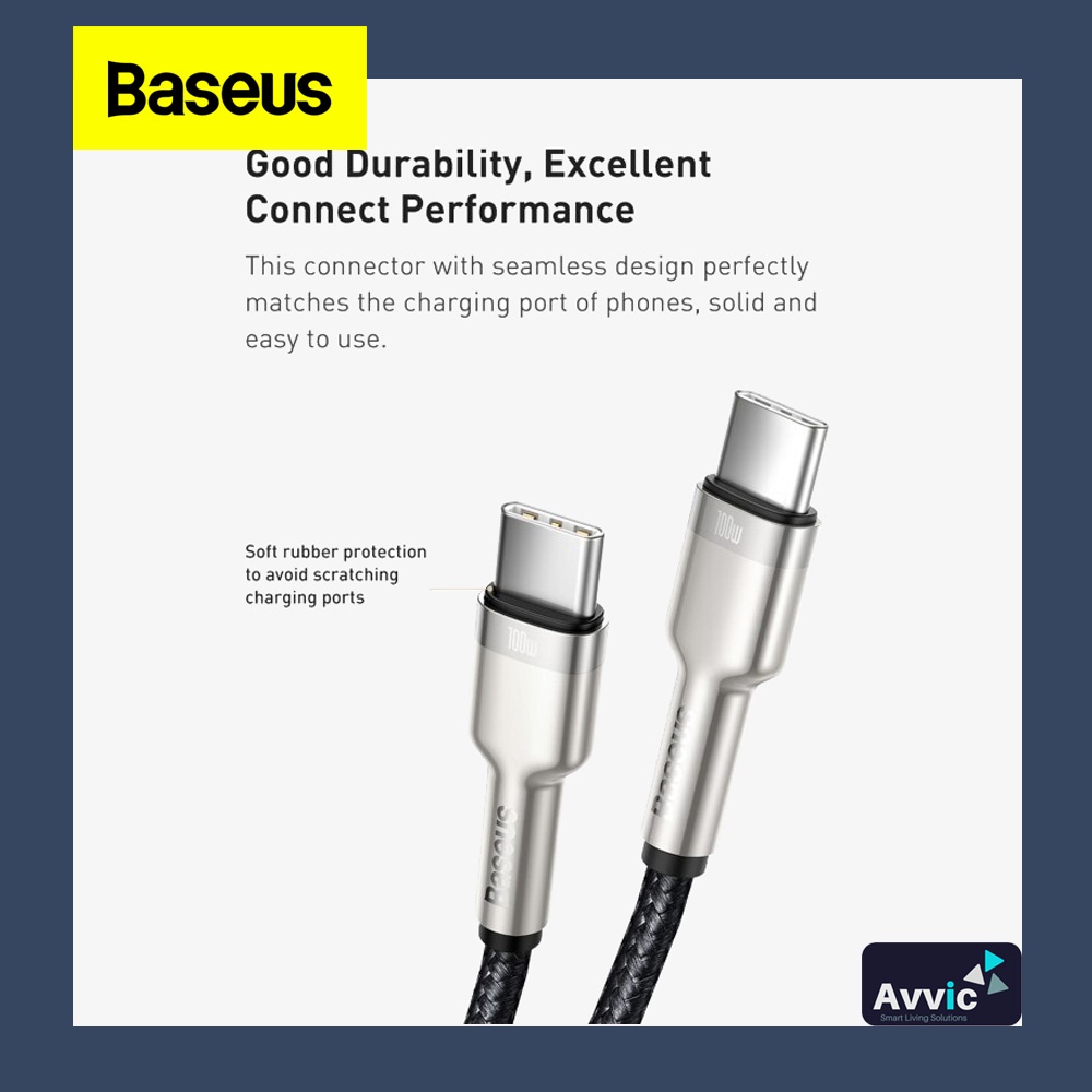 Baseus Metal Kabel Data Type C To Type C 100W 5A Fast Charging PD Quick Charge 1 Meter