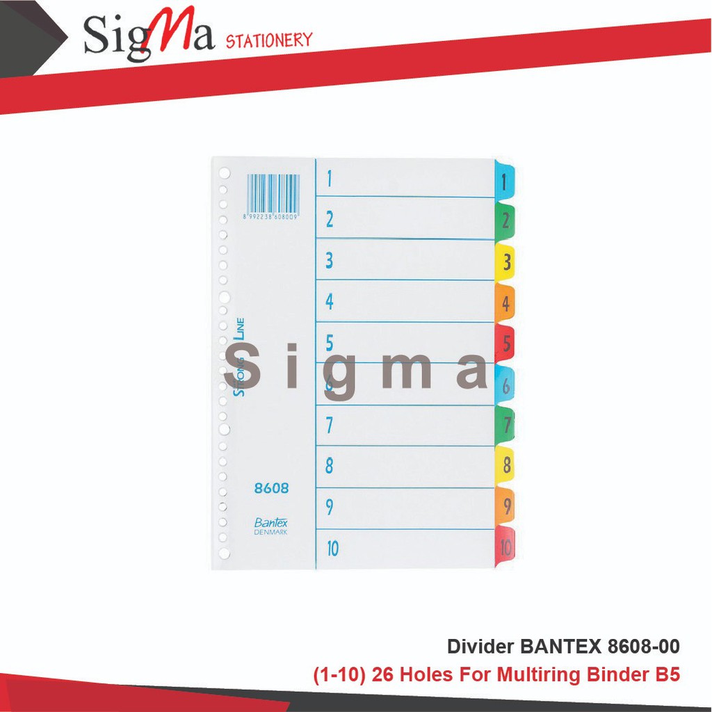 

Bantex Index (1-10) 26 Holes For Multiring Binder B5 #8608 00