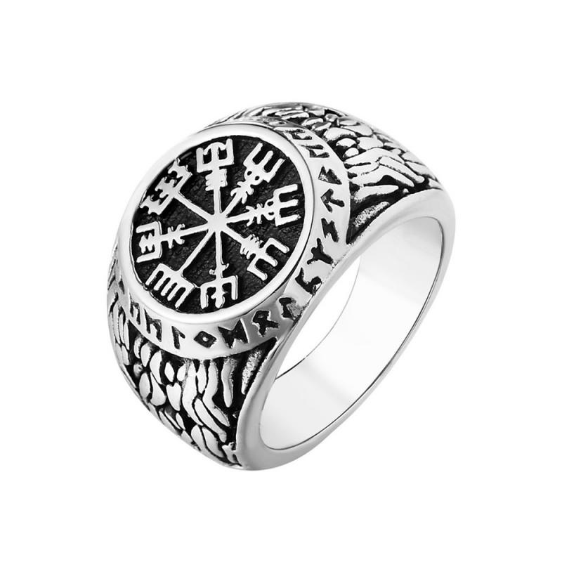 Lkyou Cincin Pria Desain Kompas Gaya Vintage Viking / Hip Hop / Punk Untuk Pesta / Hadiah