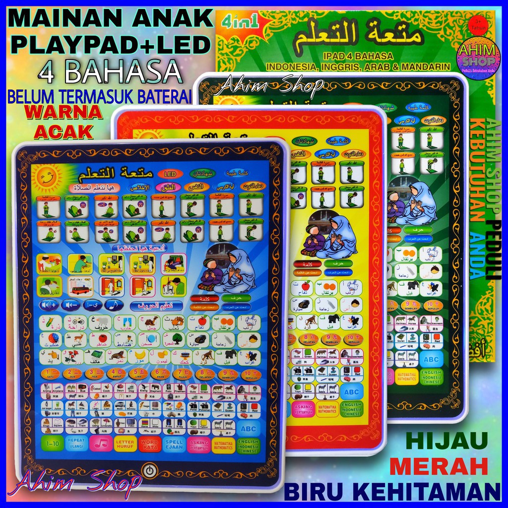 Mainan anak Playpad Muslim LED 4 Bahasa / Tablet edukasi bacaan sholat muslim
