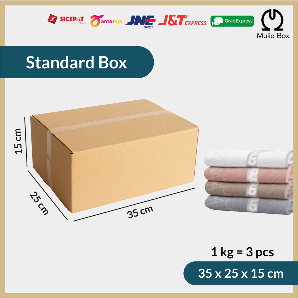 

Kardus Packing Standar Box 35 x 25 x 15 cm Corrugated Karton Dus Sedang Polos Packaging Serbaguna