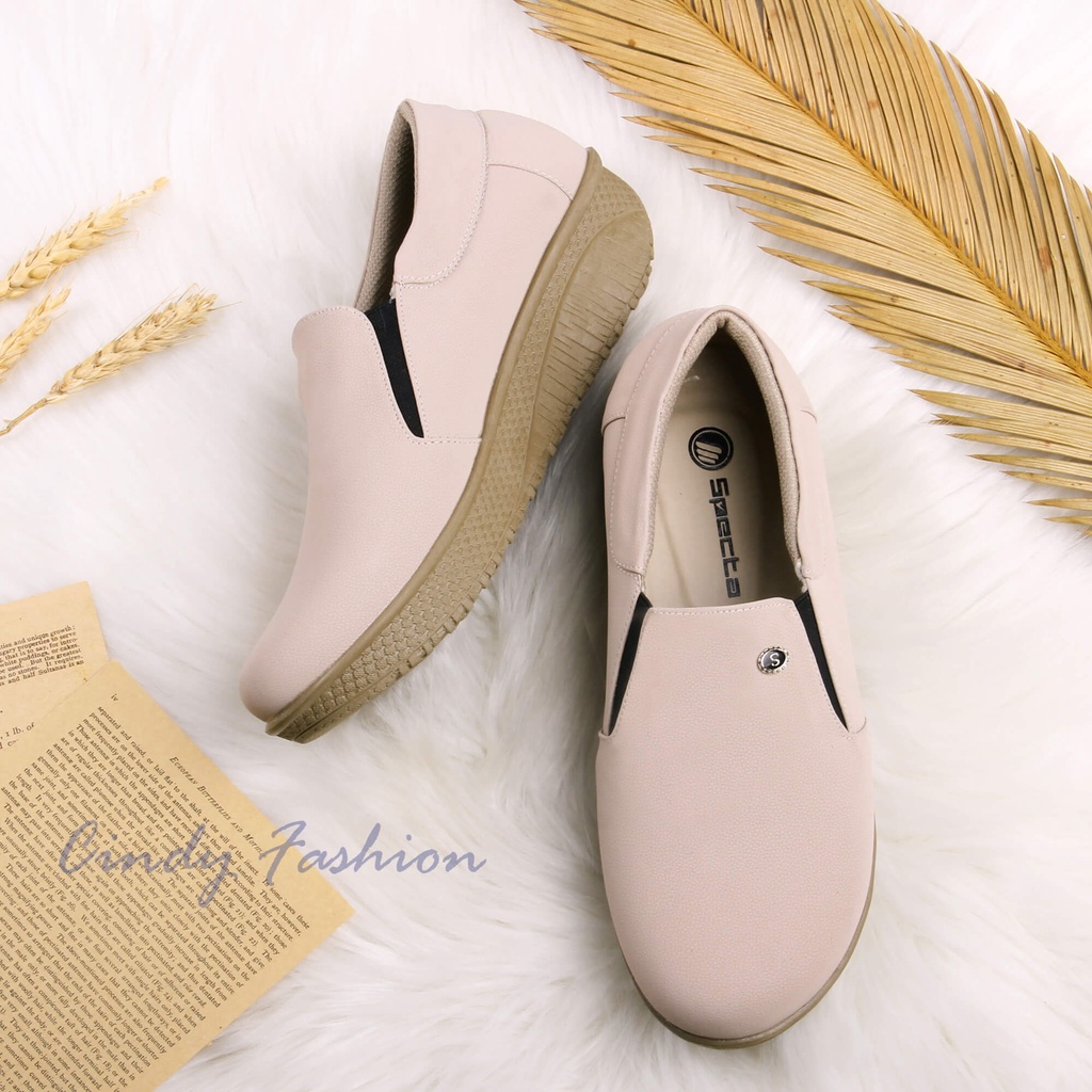Specta BP 044 / 045 Sepatu Slip On Casual Aqila Wanita Cream Hitam Coklat Abu Tua Pink Putih murah original premium keren-1