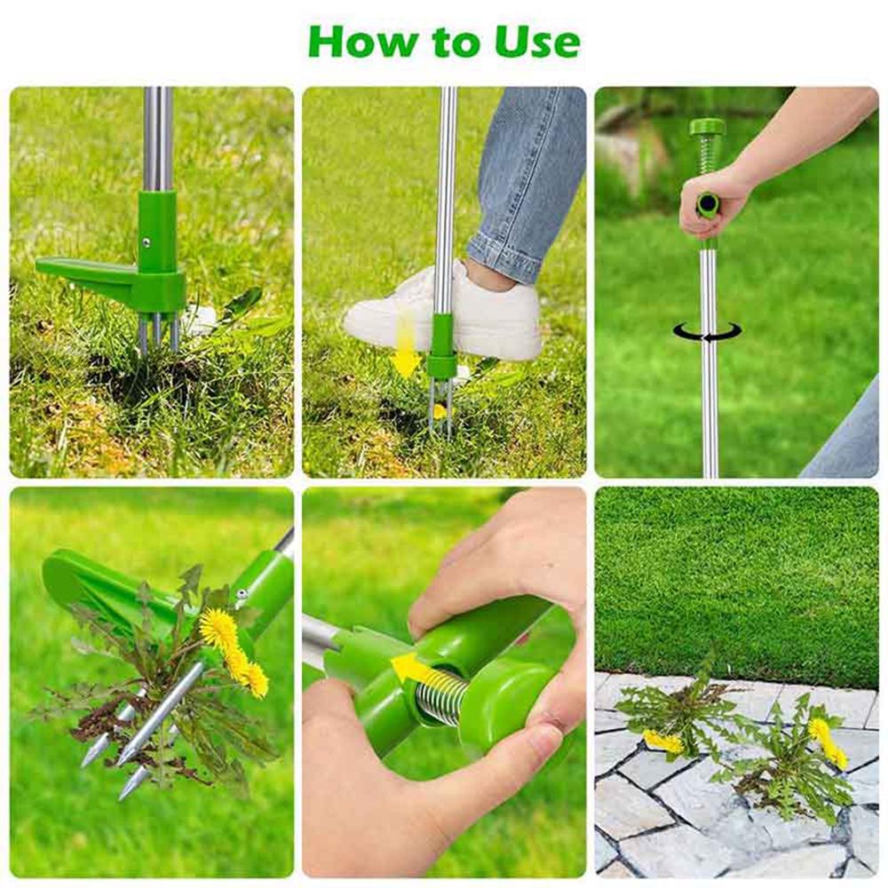 [Elegan] Penghilang Rumput Liar Tanam Gagang Panjang Taman Aluminium &amp; ABS Weeder