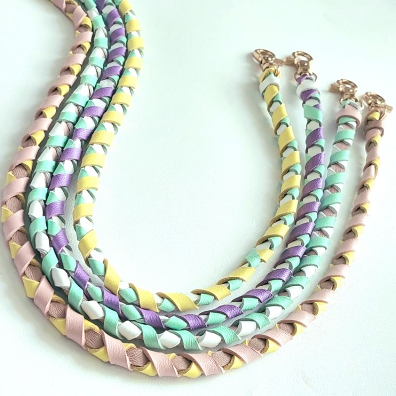 

HP Braids Leather Lanyard in mix pastel colour