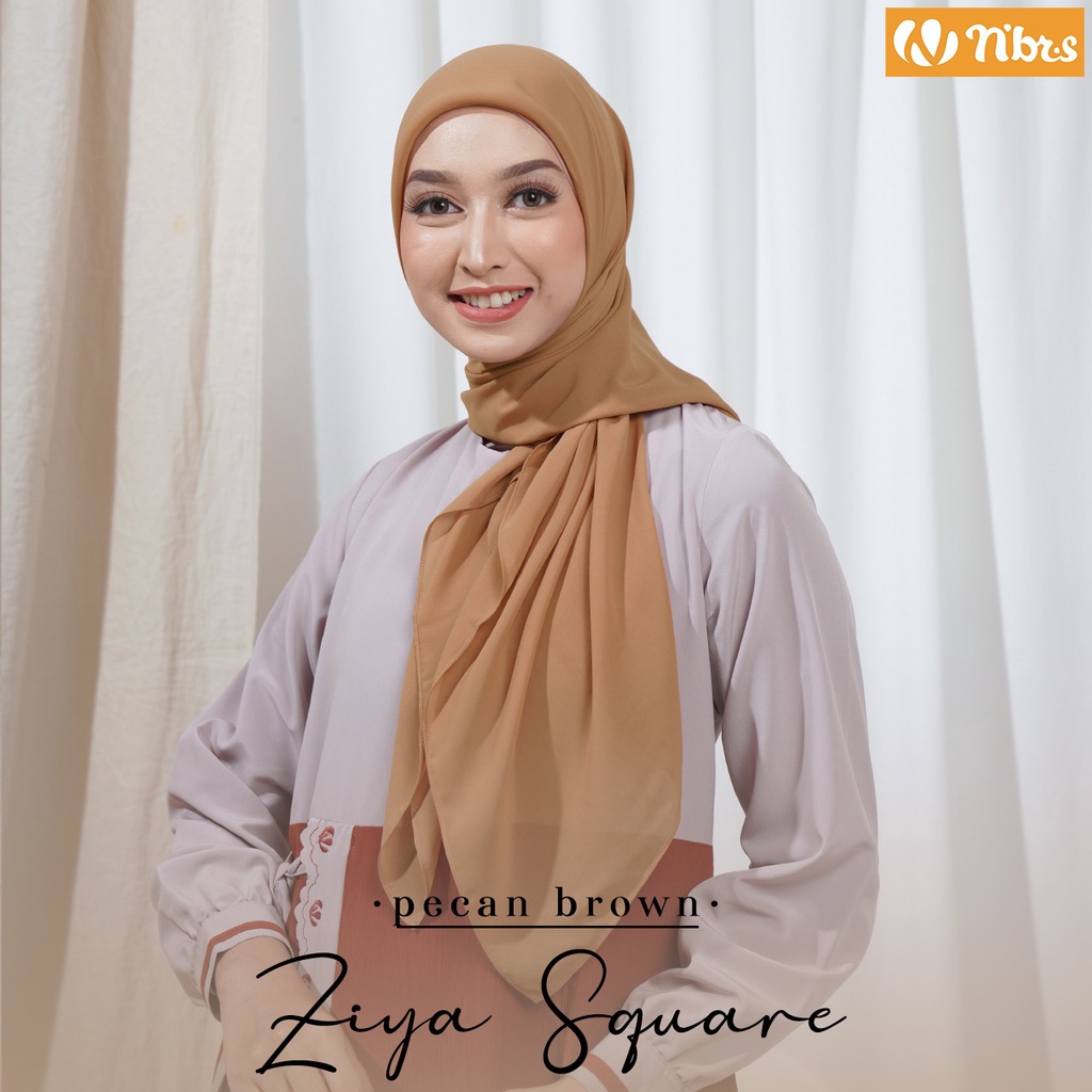 Nibras Hijab ZIYA SQUARE Bahan Bahama Kerudung Segi Empat Polos Syar'i Muslim OOTD