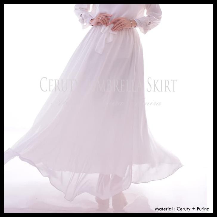 OBRAL Rok / Panjang / Payung / Polos / Sifon / Chiffon / Umbrella Skirt - Putih PROMO SPECIAL