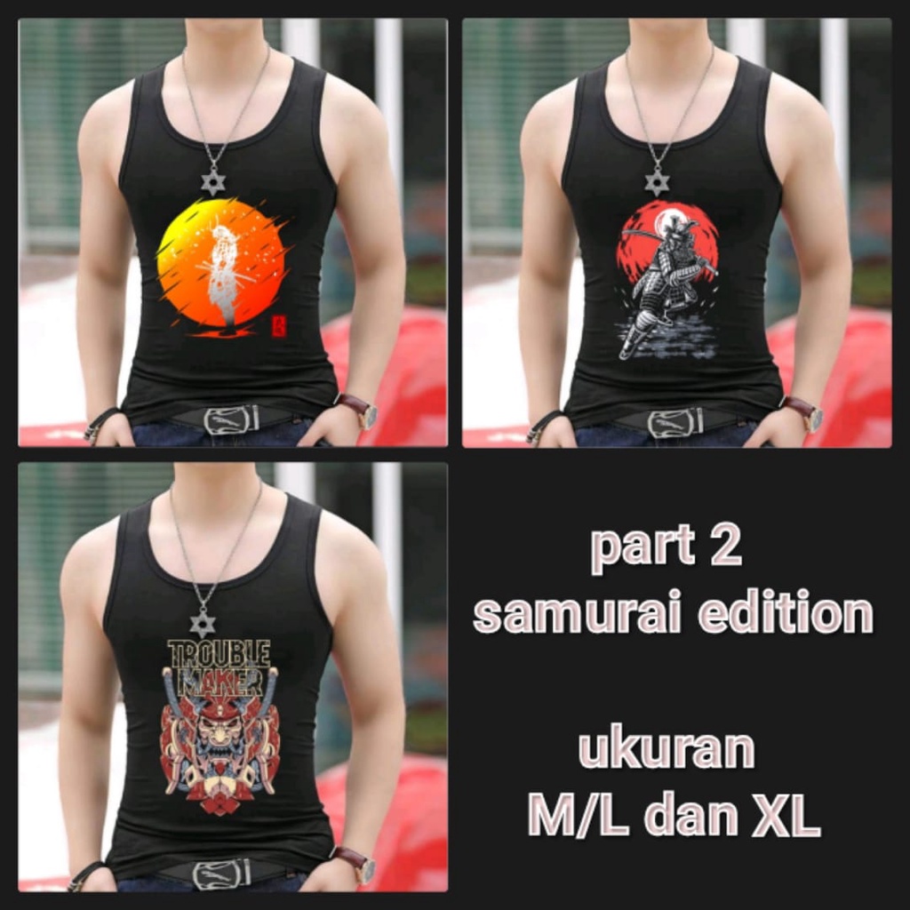 BISA COD /  singlet motif SAMURAI JAPAN EDITION part2 / singlet pria / kaos dalam pria terlaris-MUKZHOP