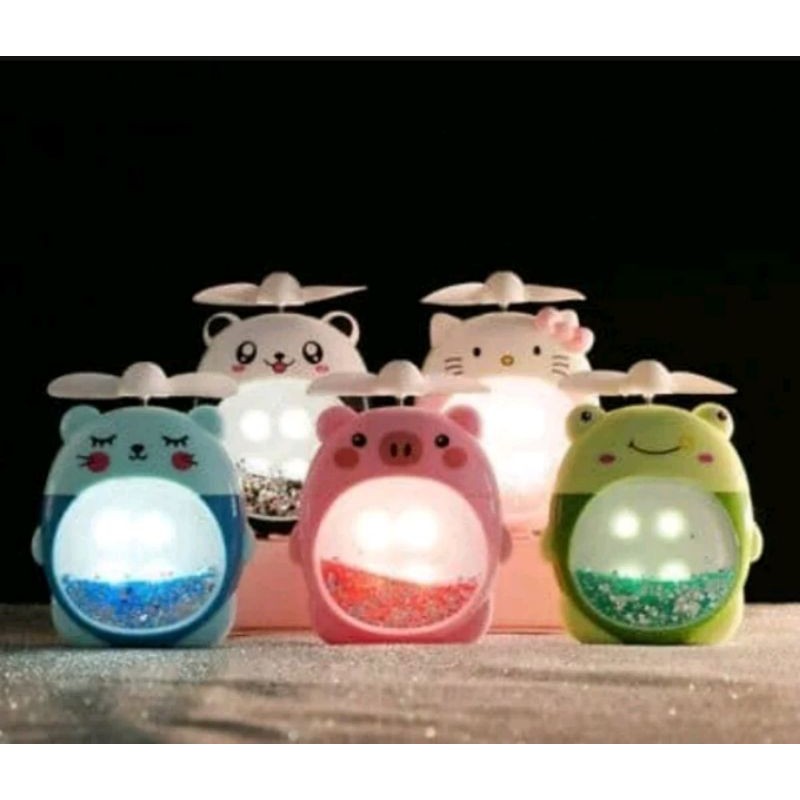 kipas mini kt fan+lampu led gliter