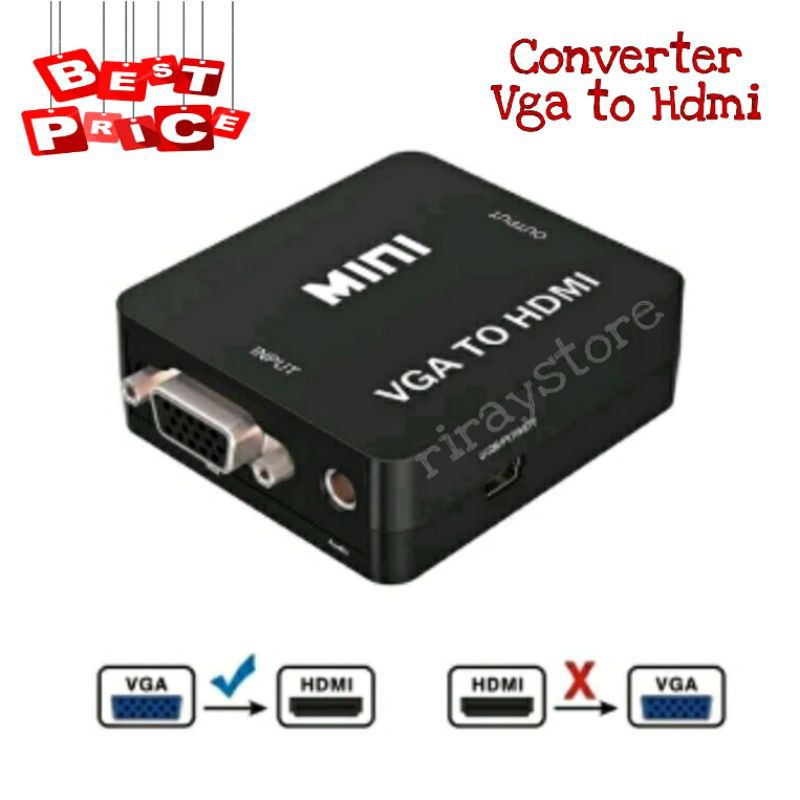 VGA2HDMI CONVERTER VGA TO HDMI BOX - Mini Konverter Vga To Hdmi Box mini Full HD