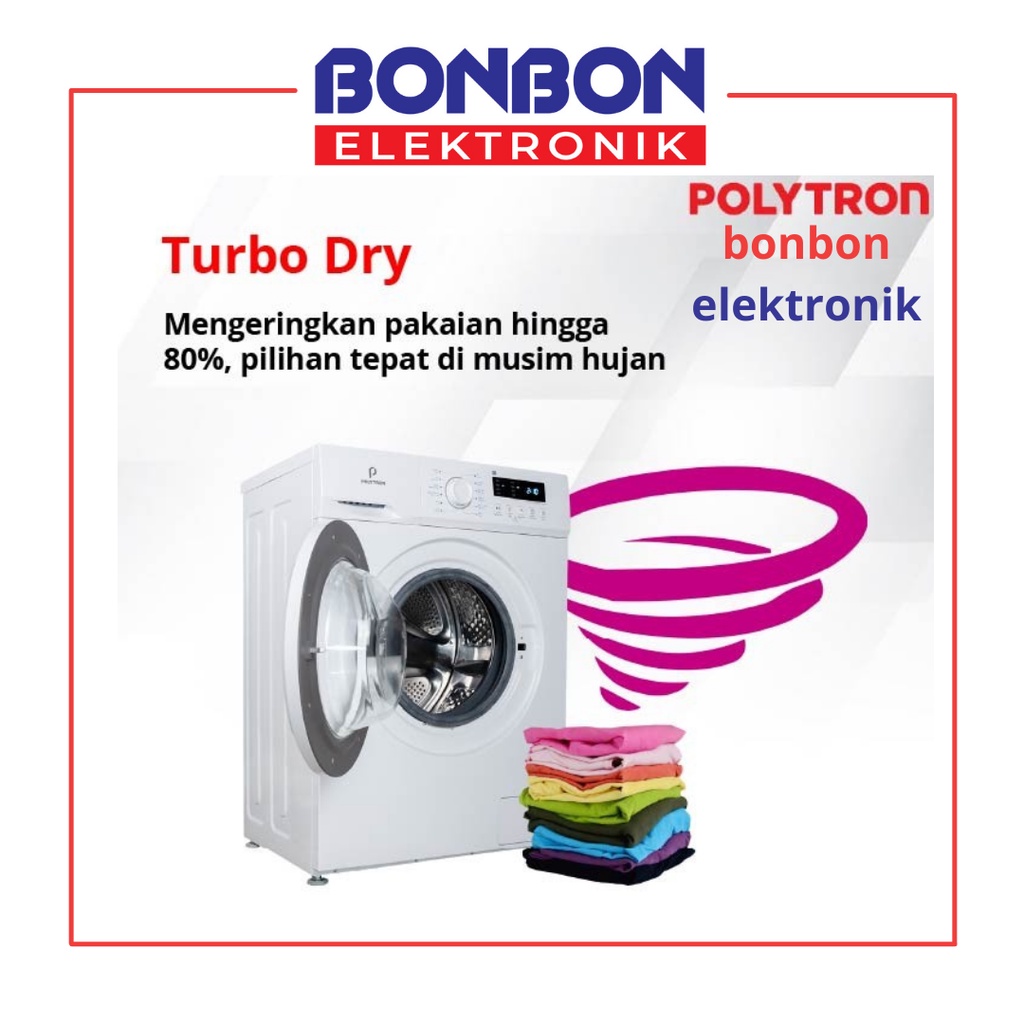 Polytron Mesin Cuci 1 Tabung Front Loading 8KG PFL 8051 / PFL8051