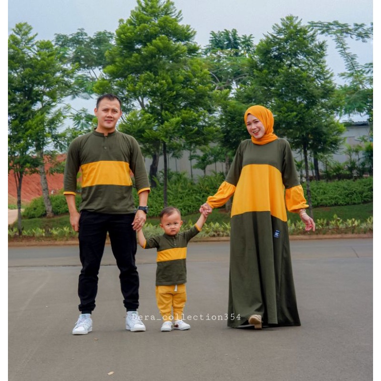 BAJU COUPLE KELUARGA COSTUM (DIJUAL TERPISAH) "gamis tangan balon & kaos koko kancing"