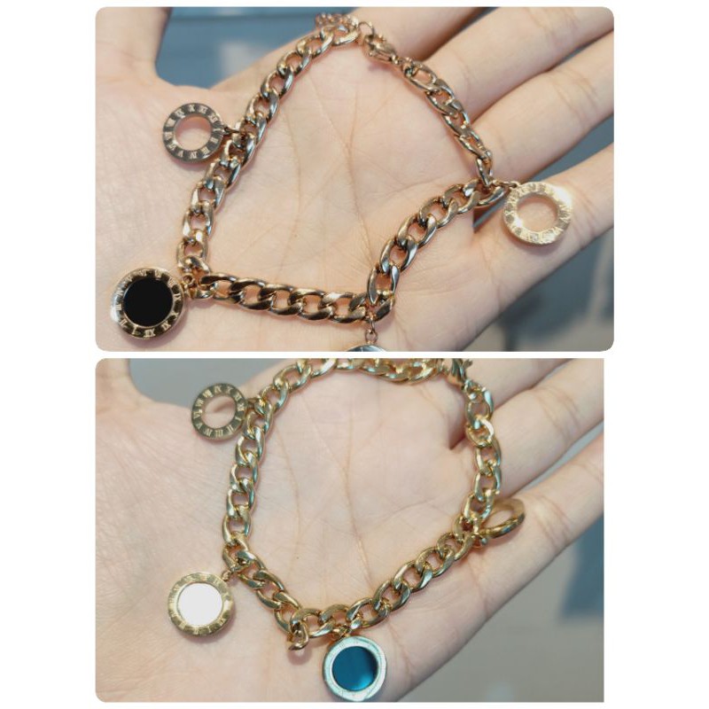 Gelang Rantai Titanium Bgryn Hitam Putih