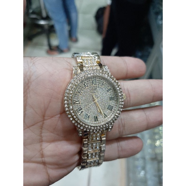 jam tangan wanita mirete quartz gold stainles steel diamond