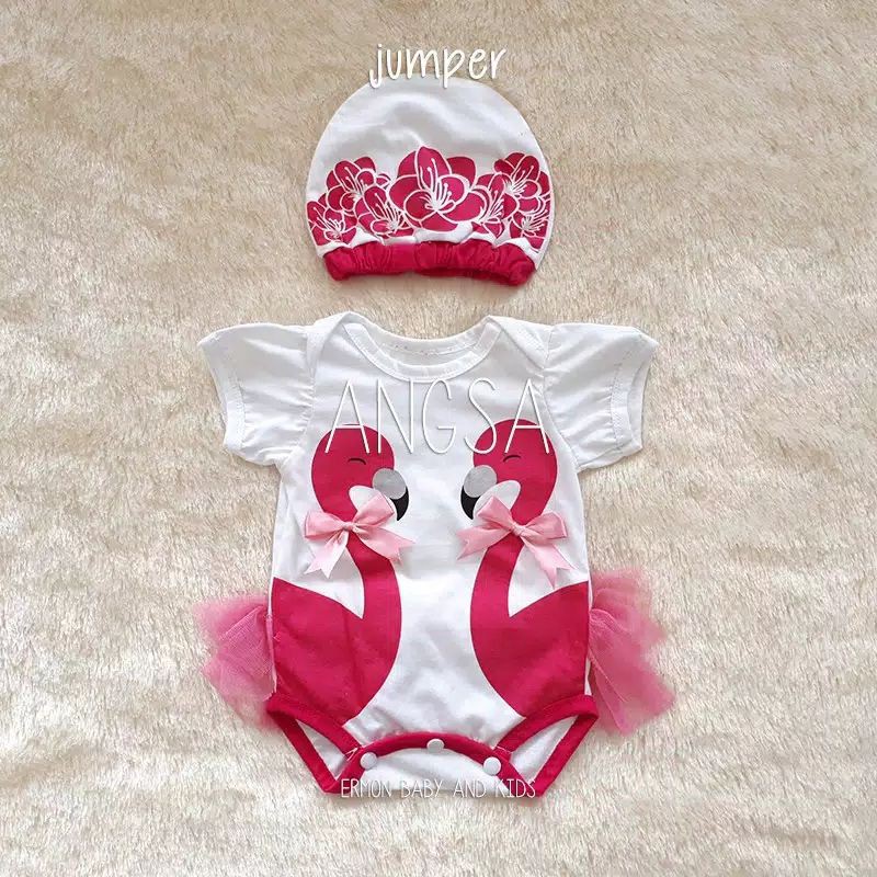 Jumper Bayi karakter Angsa | kostum bayi set topi | Jumper bayi kekinian Motif