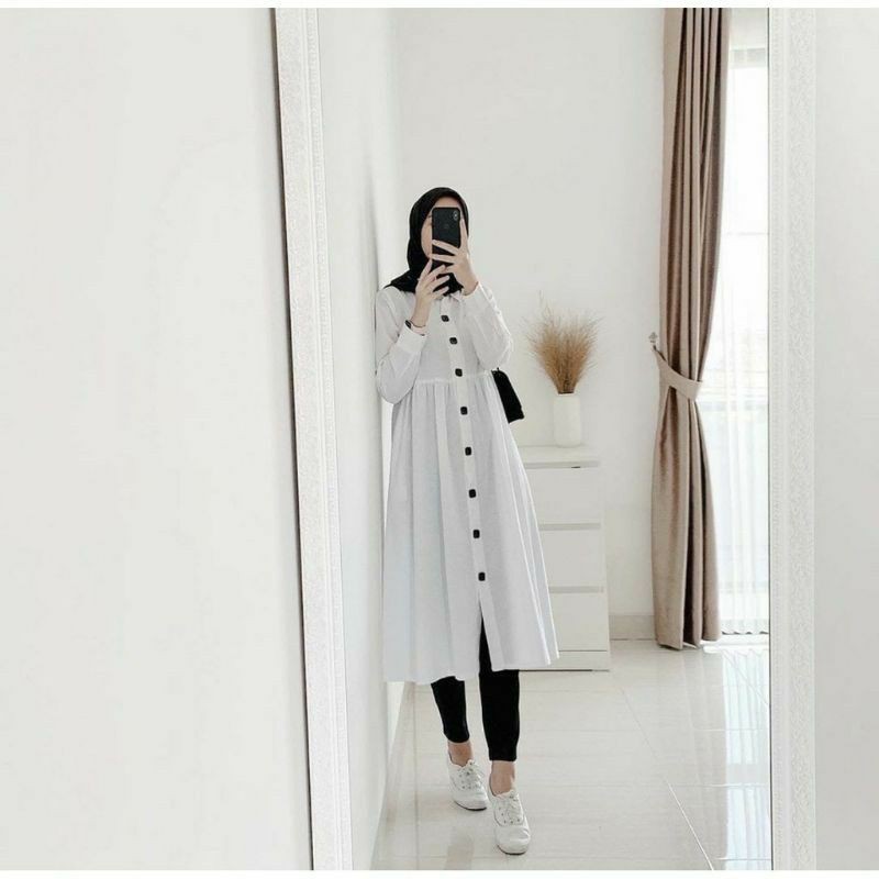 Tunik Putih Hitam Polos Jumbo Premium Import Terbaru 2021 Busui Atasan Big size Katun Rayon Murah