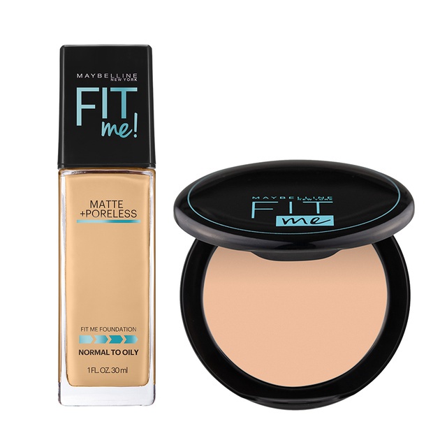 Maybelline Fit Me Matte &amp; Poreless Foundation [ 128 Warm Nude ] + 12H Oil Control Powder [ 120 ]