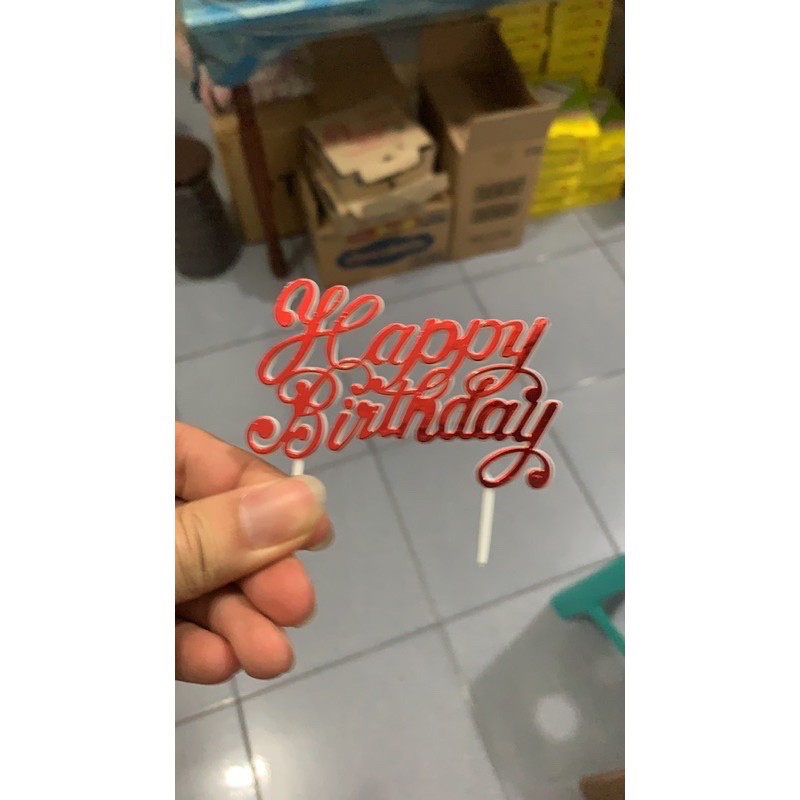 

happy birthday 1lusin(12pcs) topper hbd tusuk pendek 2 kaki
