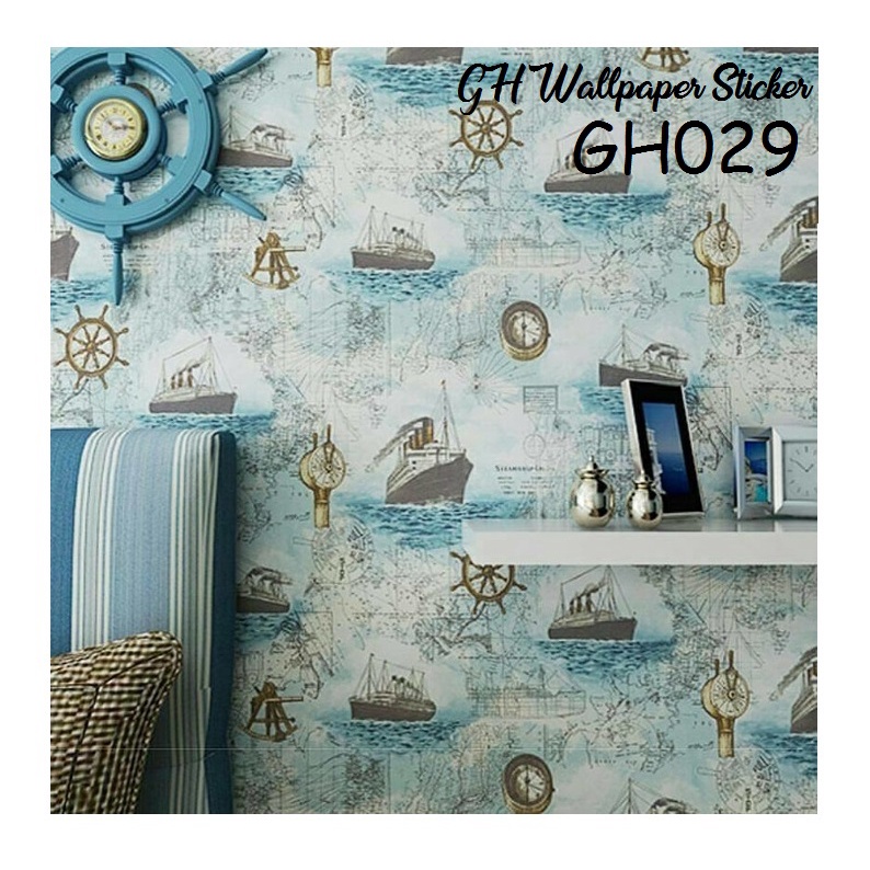 Wallpaper Stiker Dinding Ruang Tamu GH Premium Wallstiker Dinding 45cm x 9mtr Wallpaper Dinding Shabby Chic