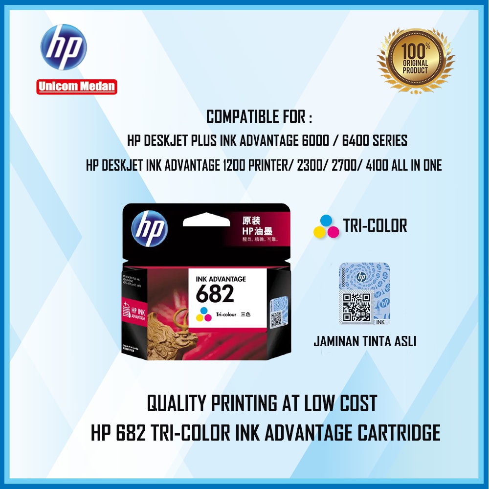 HP 682 COLOR TINTA PRINTER CARTRIDGE HP 682 TRI COLOR ORIGINAL