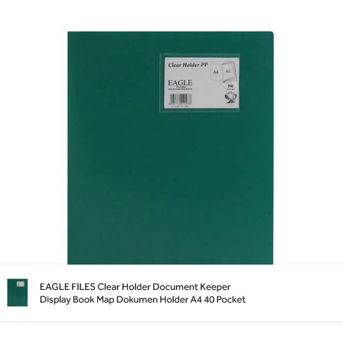 

EAGLE FILES Clear Holder Document Keeper Display Book Map Dokumen Holder A4 40 Pocket