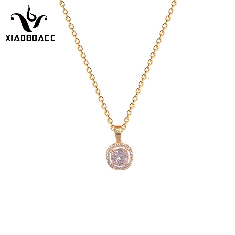 XiaoboACC Kalung Liontin Kristal Bahan Titanium Steel Ukuran Gaya Korea - 38cm + 6cm