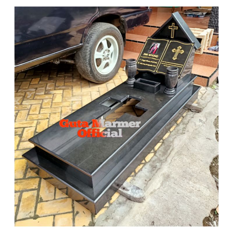 Kijingan Kristen Batu Granit Hitam Glosy Mengkilat