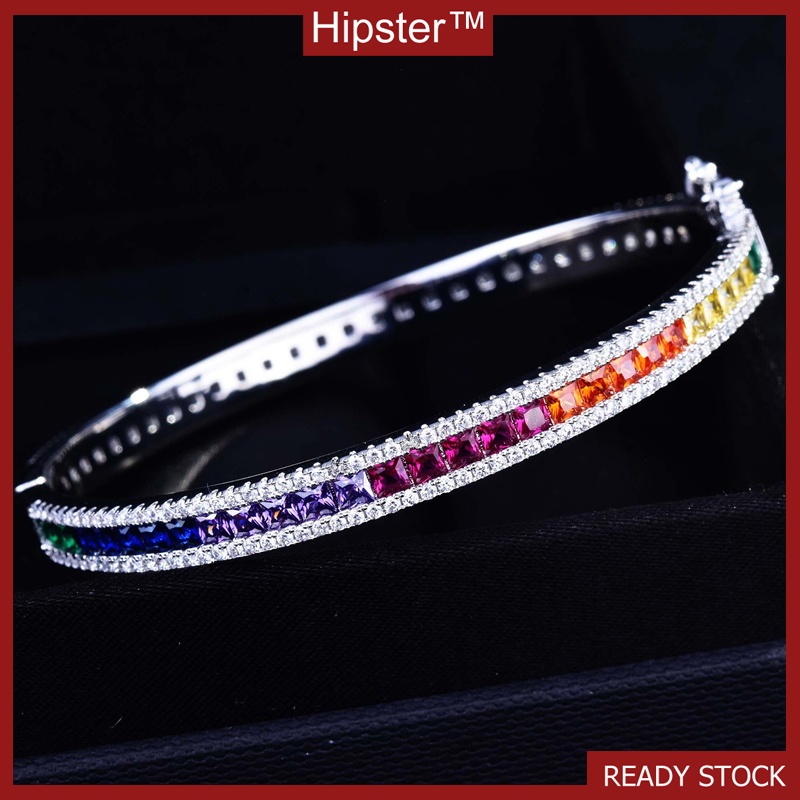 Light Luxury Color Double-Sided Inlaid High Carbon Diamond Zircon Buckle Bracelet