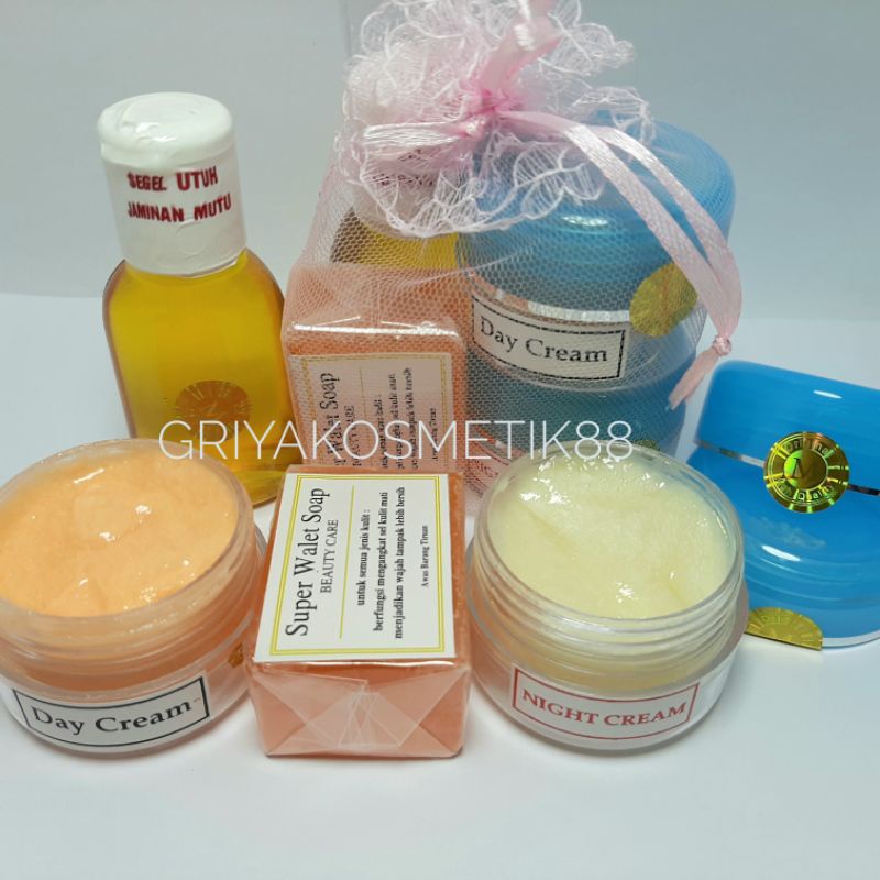 PAKET CREAM WALET POT BIRU ORIGINAL 4IN1