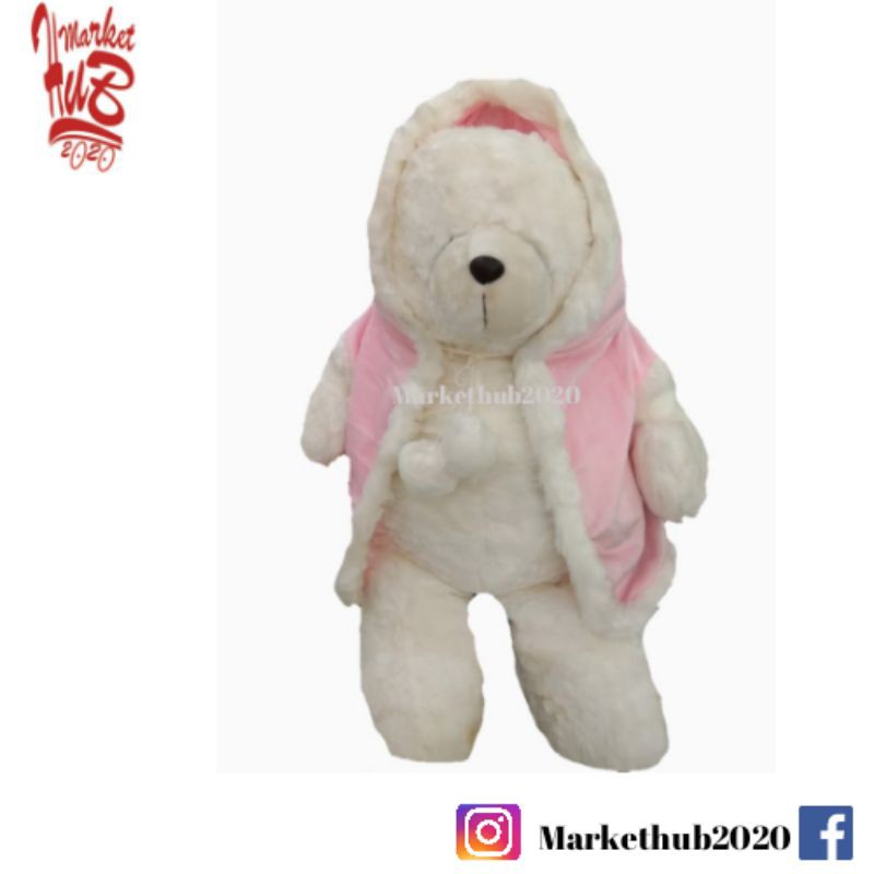 Boneka Besar Beruang Putih|Beruang Pakai Baju Mantel Salju|Boneka Murah