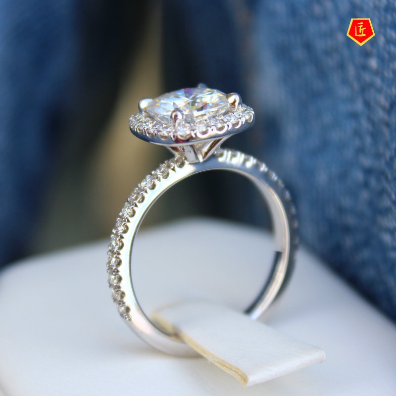 [Ready Stock]18K Platinum Square Moissanite Ring