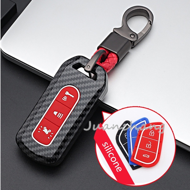 3tombol Carbon ABS Penutup Kunci Motor Case Shell Set Holder Untuk Honda Pcx125 150 SH125 SH300 2016 2017 2018 2019 2020 Super Cub125 Motor Scooter 3tombol Smart Key