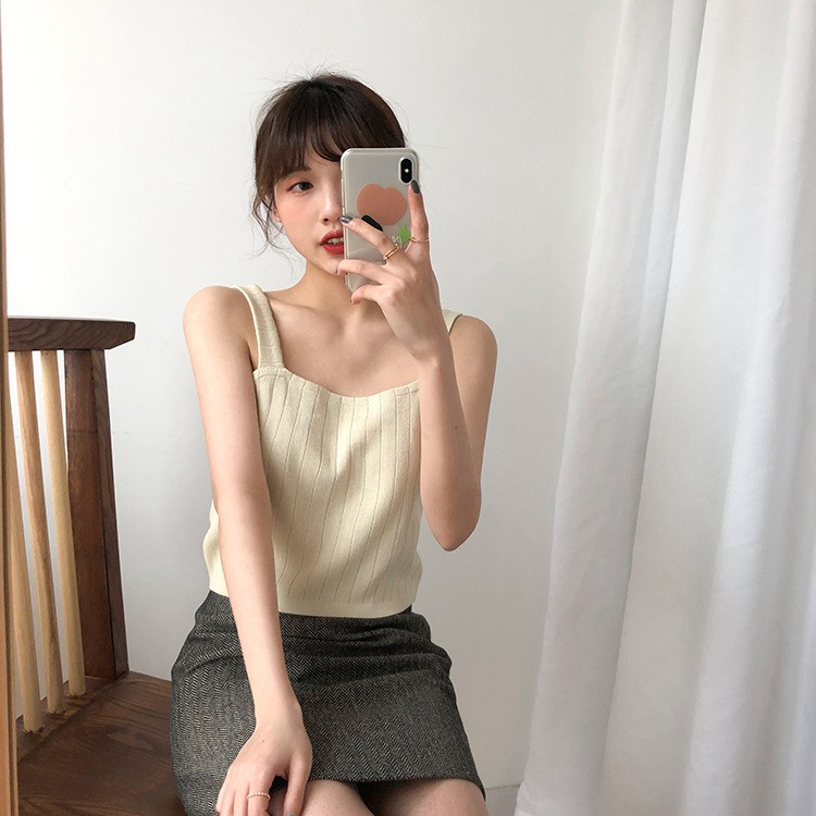 Feminin Tank Top Korean Tentop Vest Rajut Tanktop Wanita-2