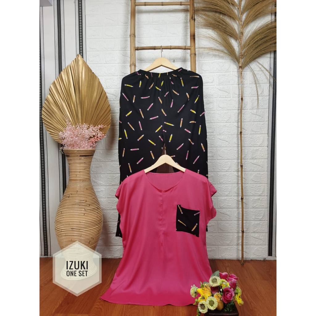 PAKAIAN WANITA SET OUTFIT LENGAN PENDEK BABYDOLL TIE DYE  SETELAN RAYON PAJAMAS LENGAN PENDEK ATASAN