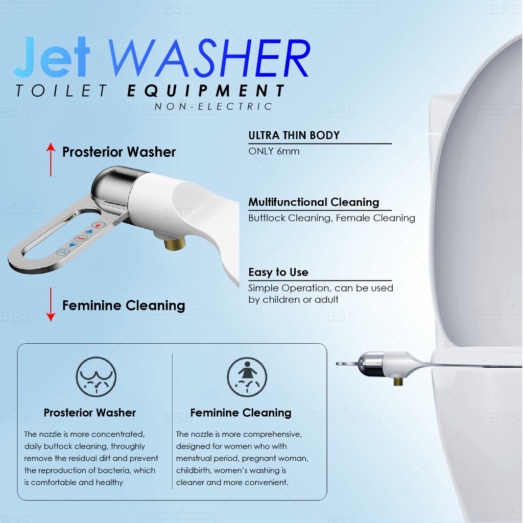 Jet Washer Toilet Equipment Semprotan Toilet Shower Spray 2 Mode Bidet Seat