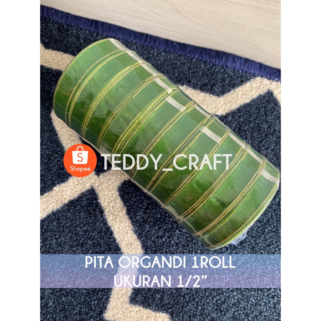 

Pita Organdi List Emas - 1Roll - lebar 1/2" - Pita Kado - Pita Hias - Pita Hampers - Craft