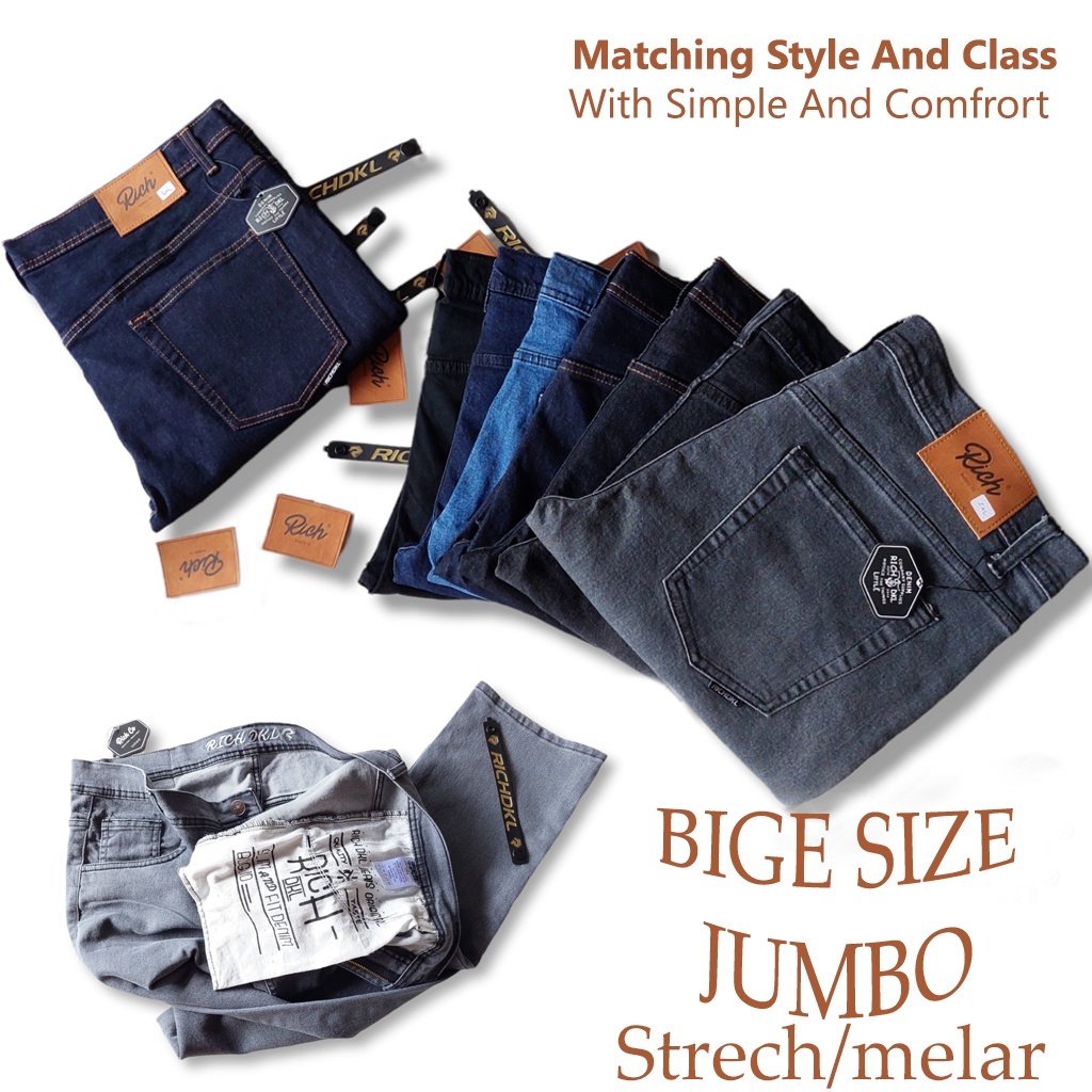 CELANA JEANS PANJANG JUMBO BIGE SIZE 36 SAMPAI 45