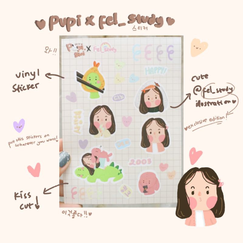 

pupi♡ stiker decor lucu untuk jurnal (Pupi x @fel_study ♡)