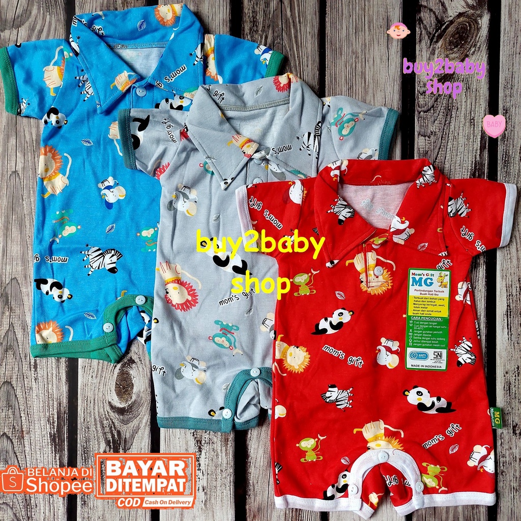 Baju bayi romper pendek Moms Gift premium katun terbaik bayi usia 3-6 Bulan isi 1 Romper