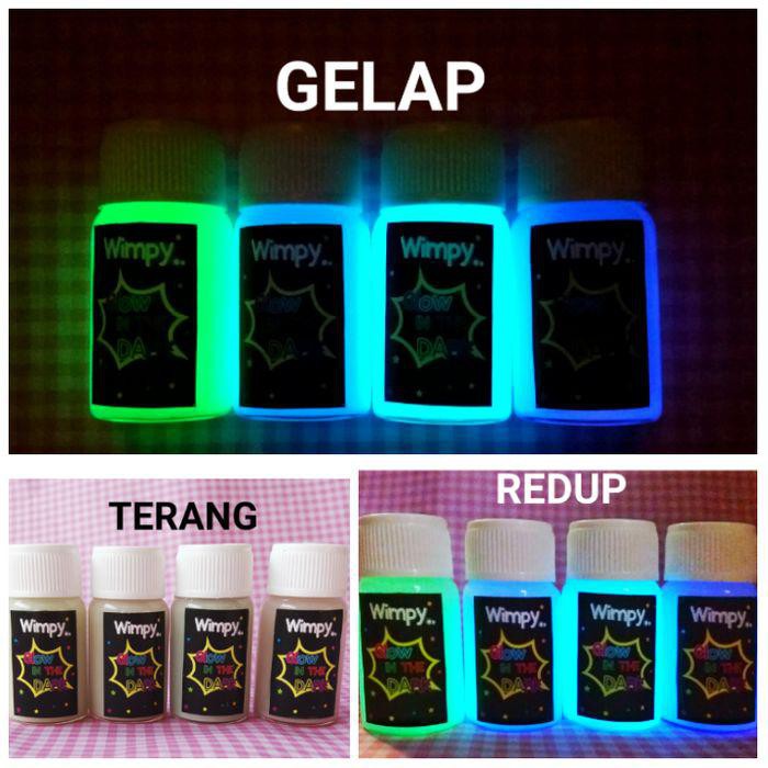 cat glow in the dark paint 10ml cat fosfor varnish gloss bubuk fosfor - Sky Blue