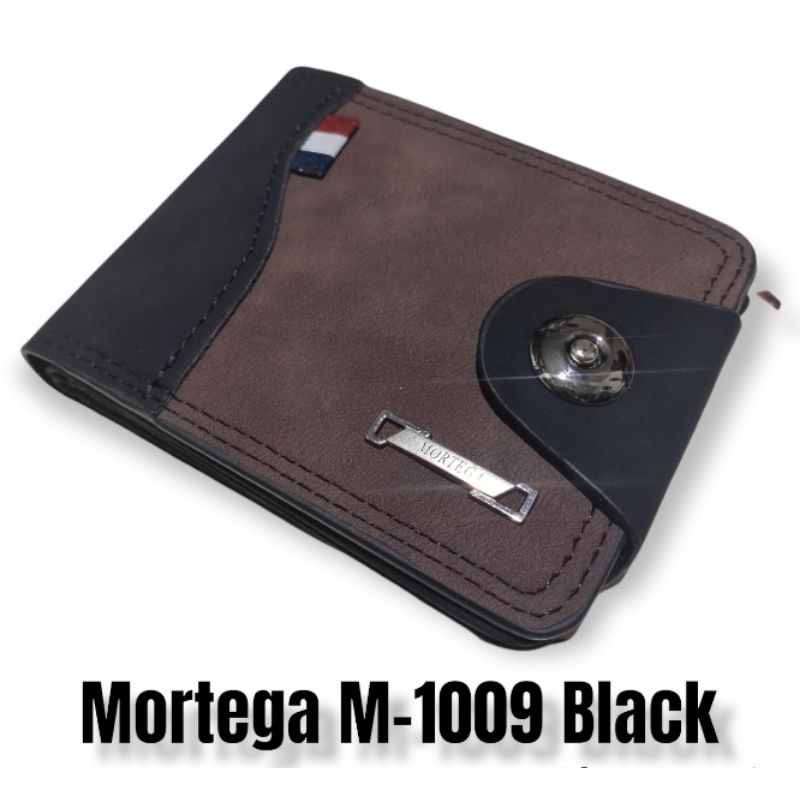 Dompet Pria Lipat Mortega Kancing M-8402 || Dompet Kukit PU Import-M 1009 Mini Black