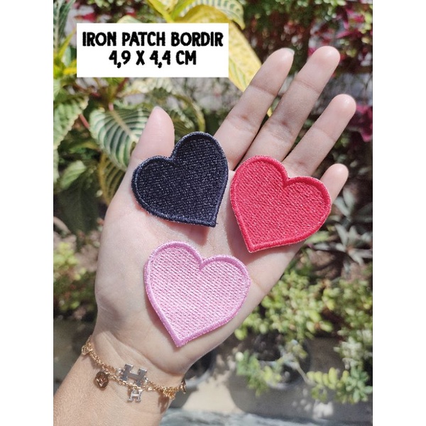 Bisa COD ( Praktis Tinggal Setrika ) Emblem Bordir Hati Iron Patch Full Bordir Love Patch Iron Cinta