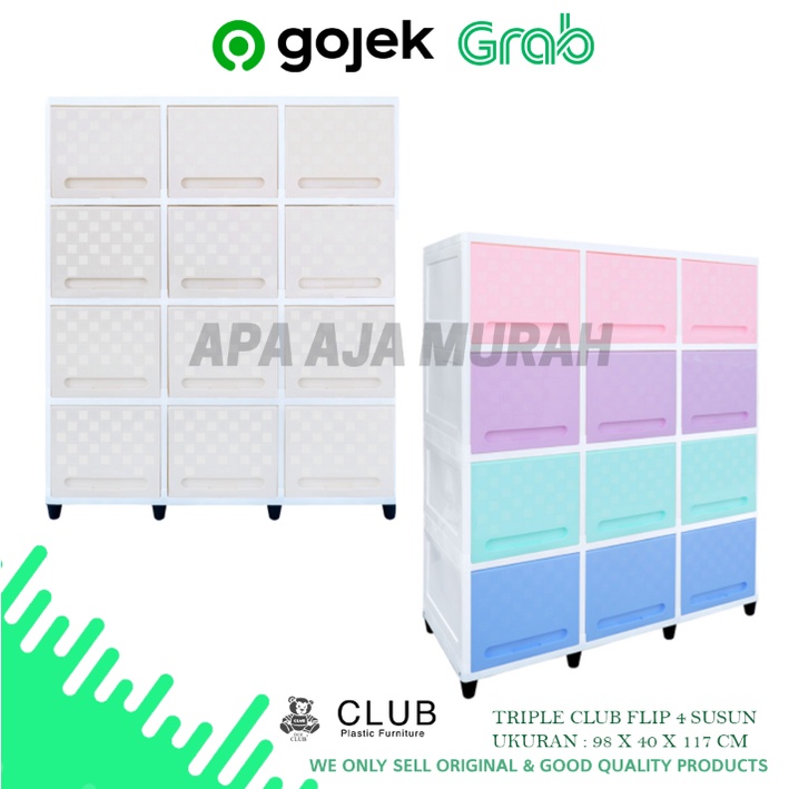 TRIPLE CLUB FLIP 4 SUSUN / LEMARI PLASTIK 4 SUSUN CLUB / LEMARI JUMBO MURAH / LEMARI  PLASTIK CLUB M