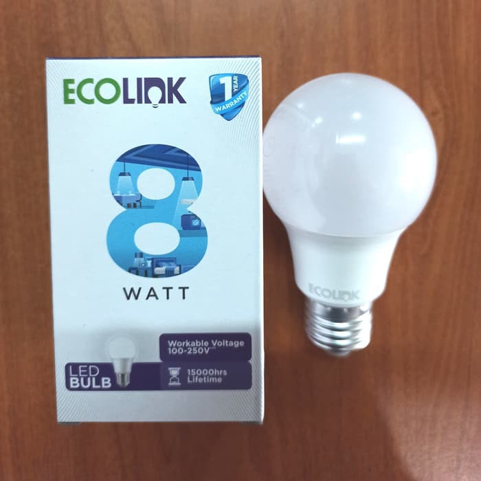 Ecolink LED Bulb 8 W Lampu LED E27 8Watt Ecolink Bohlam Bulb 8 Watt LED Ecolink 8W 6000 K dan 3000 K