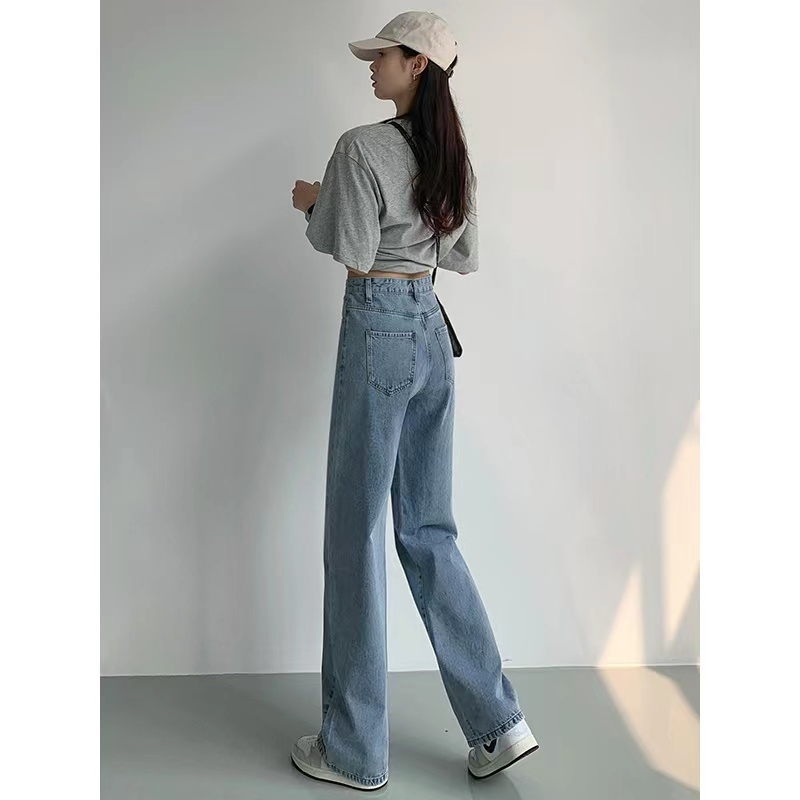 highwaist kulot jeans wanita celana jeans biru muda