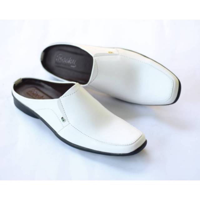 Sandal sepatu pria bustong putih casual sandalslide sandalkulit sandalpria semi formal